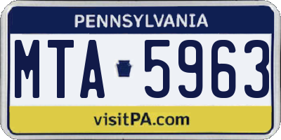 PA license plate MTA5963