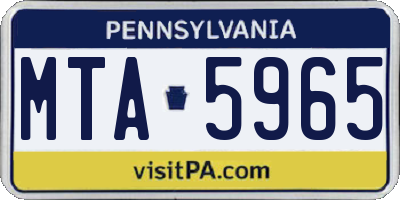 PA license plate MTA5965