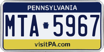 PA license plate MTA5967