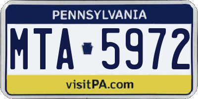 PA license plate MTA5972