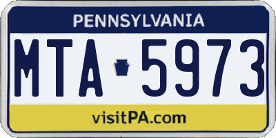 PA license plate MTA5973