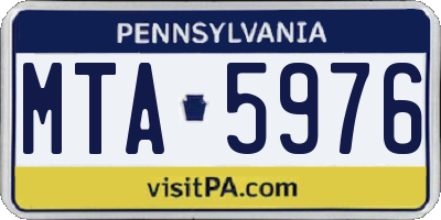 PA license plate MTA5976