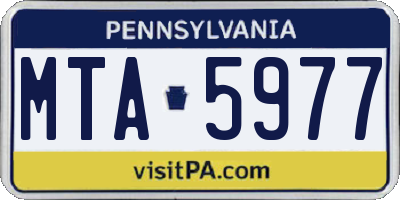PA license plate MTA5977