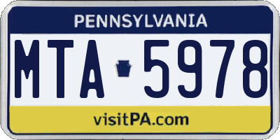 PA license plate MTA5978