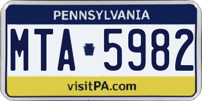 PA license plate MTA5982