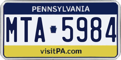 PA license plate MTA5984
