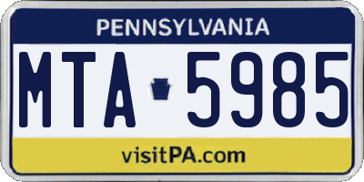 PA license plate MTA5985