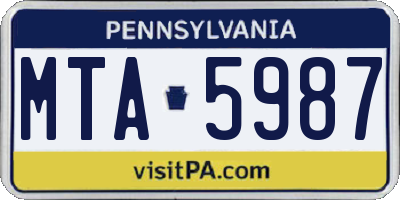 PA license plate MTA5987