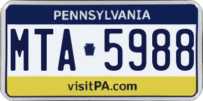 PA license plate MTA5988