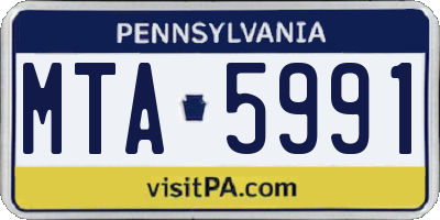 PA license plate MTA5991