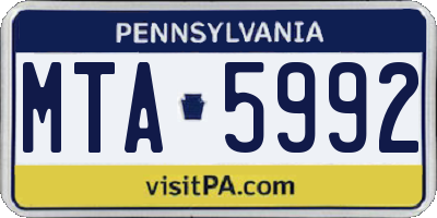 PA license plate MTA5992