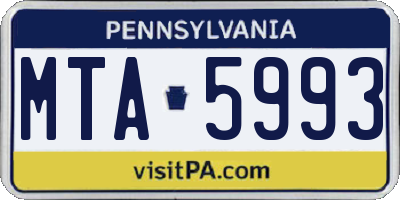 PA license plate MTA5993