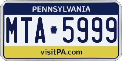 PA license plate MTA5999