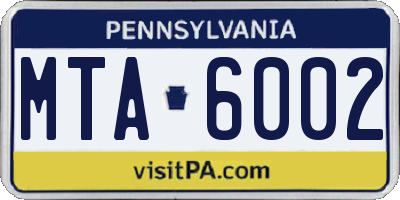 PA license plate MTA6002