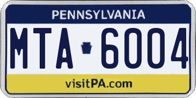 PA license plate MTA6004
