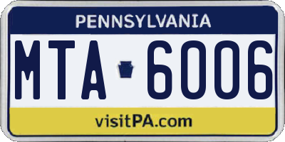 PA license plate MTA6006