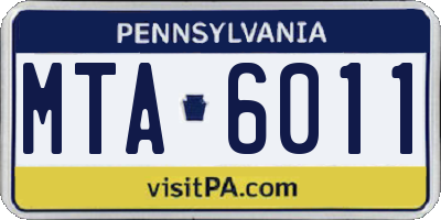 PA license plate MTA6011