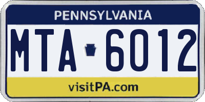 PA license plate MTA6012