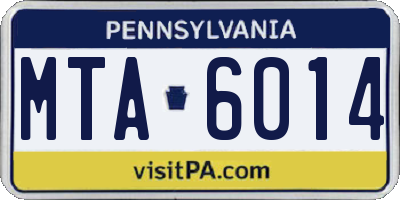 PA license plate MTA6014