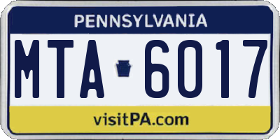 PA license plate MTA6017