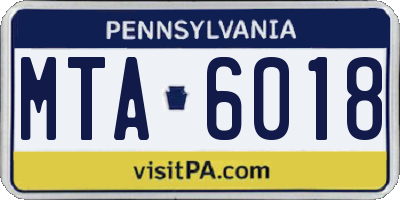 PA license plate MTA6018