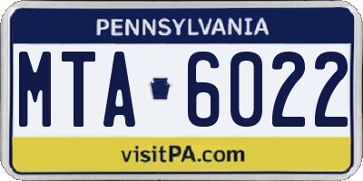 PA license plate MTA6022