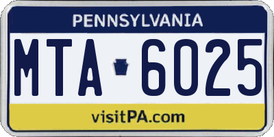 PA license plate MTA6025