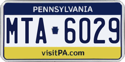 PA license plate MTA6029