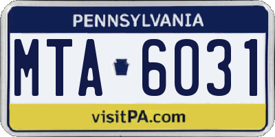 PA license plate MTA6031