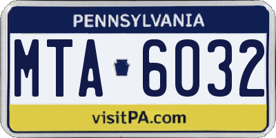 PA license plate MTA6032