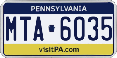 PA license plate MTA6035