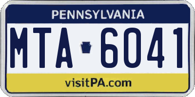 PA license plate MTA6041