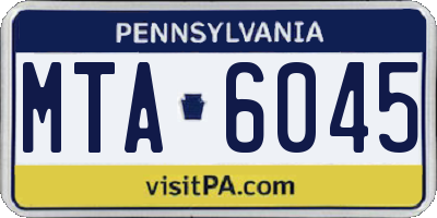 PA license plate MTA6045