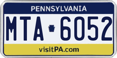 PA license plate MTA6052