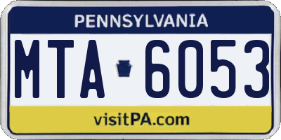 PA license plate MTA6053