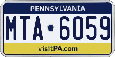 PA license plate MTA6059