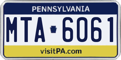 PA license plate MTA6061