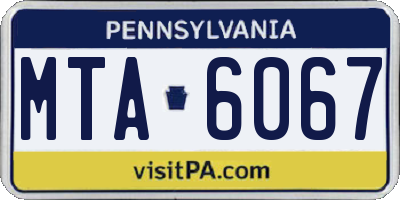 PA license plate MTA6067