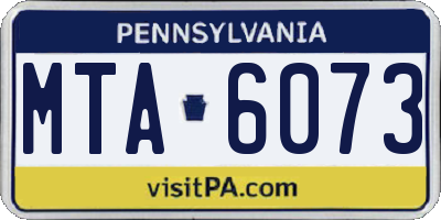 PA license plate MTA6073