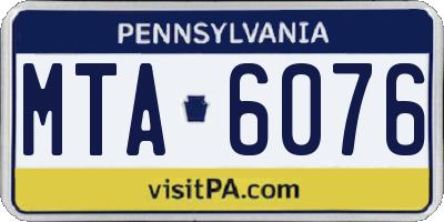 PA license plate MTA6076