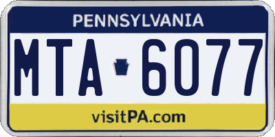 PA license plate MTA6077