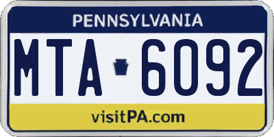 PA license plate MTA6092