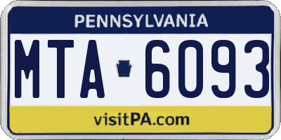 PA license plate MTA6093