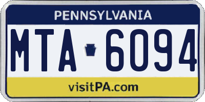 PA license plate MTA6094