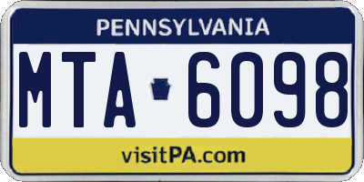 PA license plate MTA6098