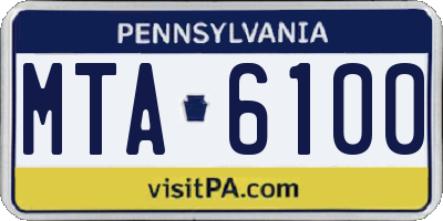 PA license plate MTA6100