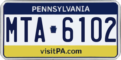 PA license plate MTA6102