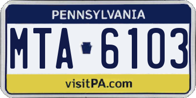 PA license plate MTA6103
