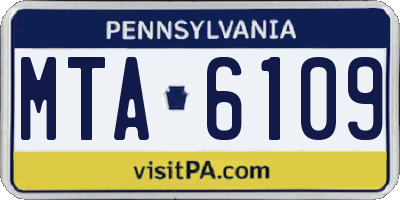 PA license plate MTA6109