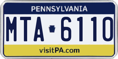 PA license plate MTA6110